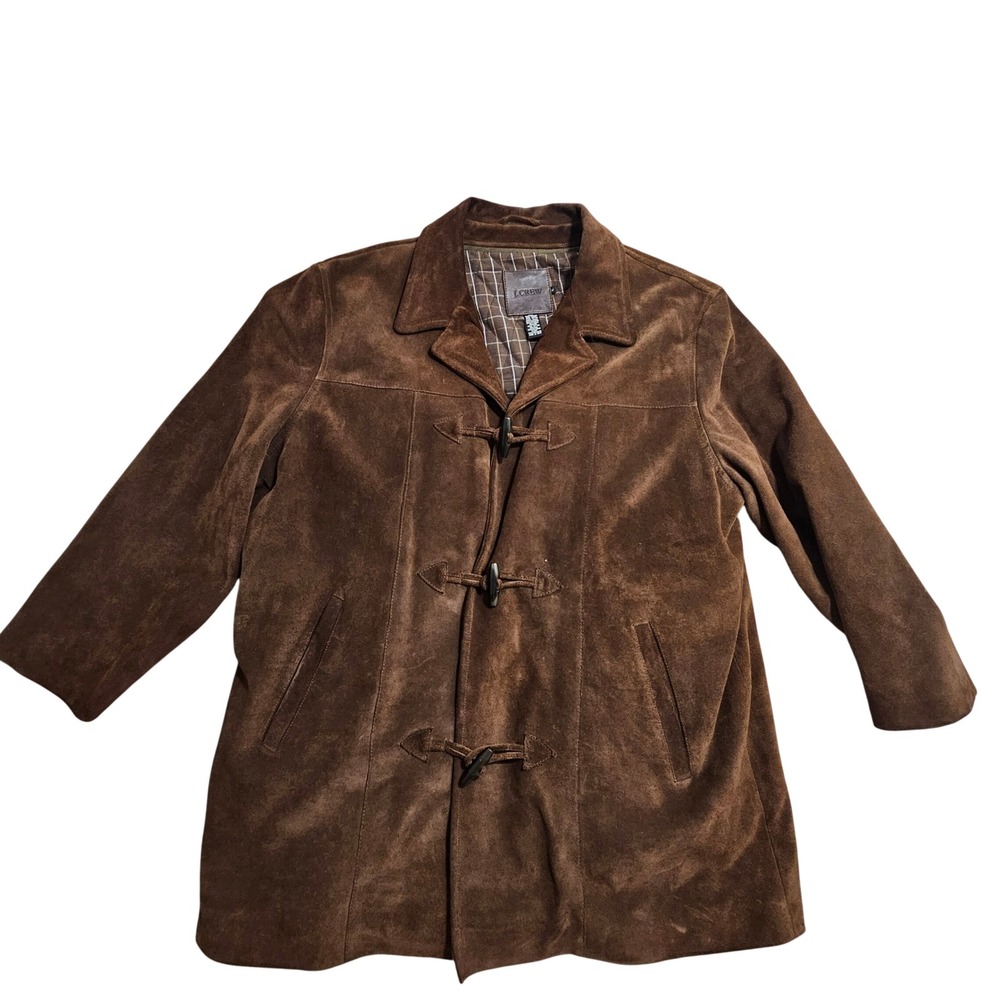 J.Crew Vintage Toggle Coat XL Brown Suede Leather Removable Lining